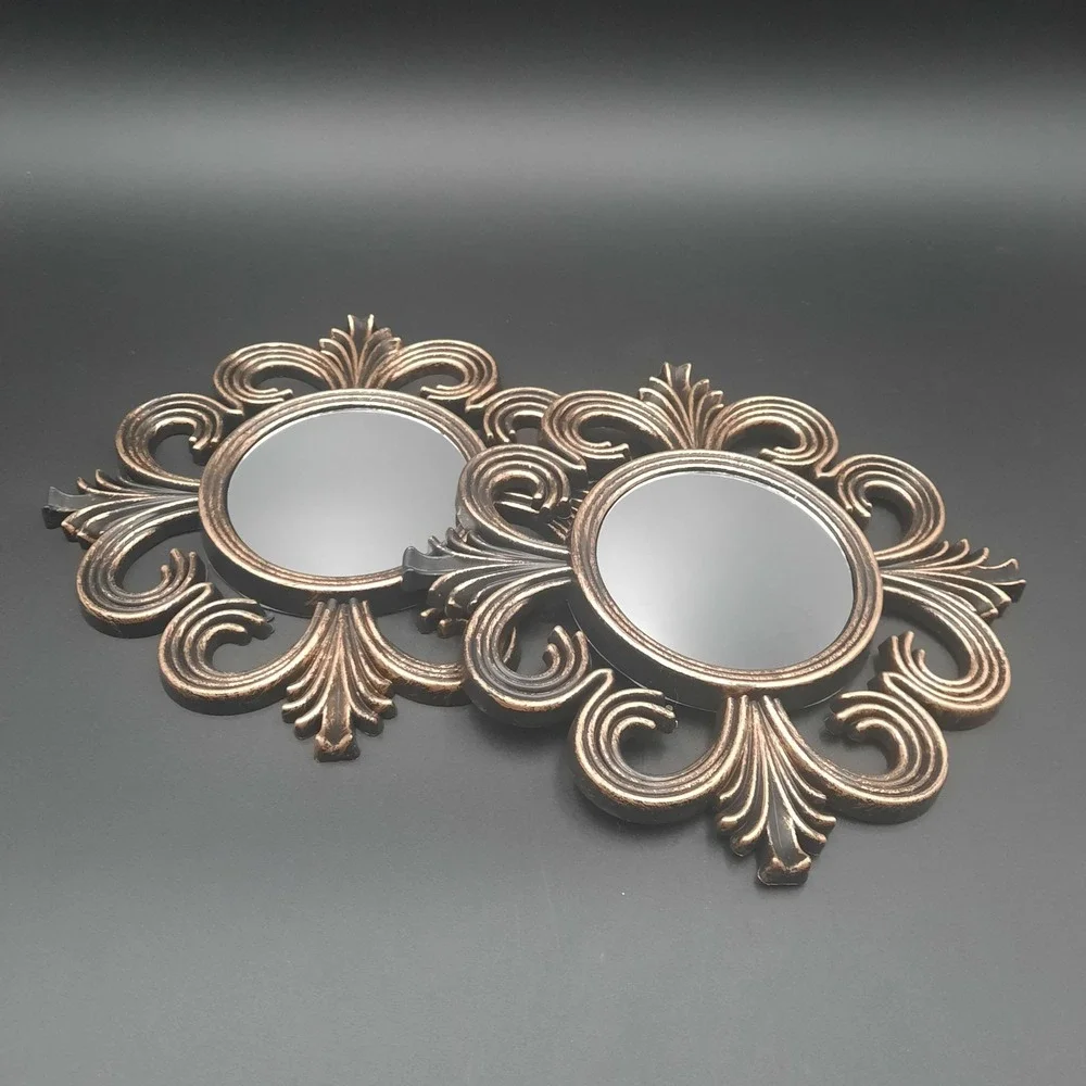 Set of 2 Ornate Gold Black Decorative Wall Mirrors Baroque Vintage Style Plastic